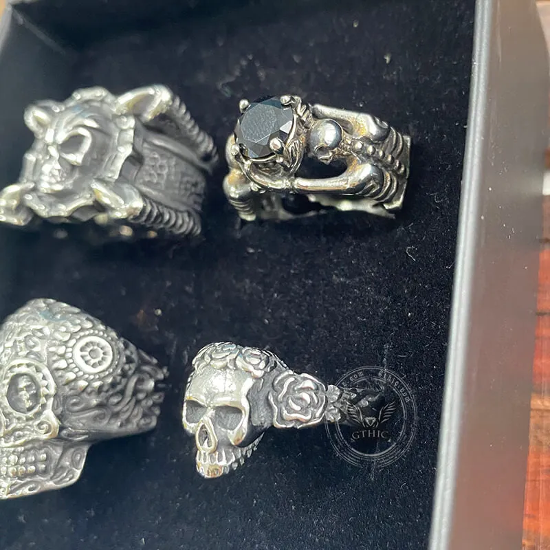 4 Pcs Stainless Steel Gothic Skull Rings Set