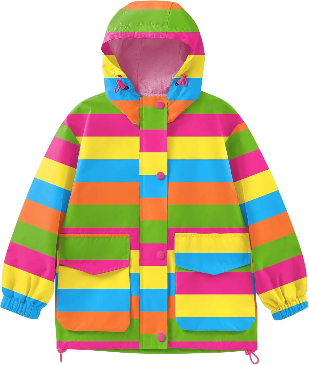 Avoogue Toddler Rain Jacket Windbreaker Lined Raincoat Waterproof Hooded Lightweight Rain Coats With Pockets 4-12Y