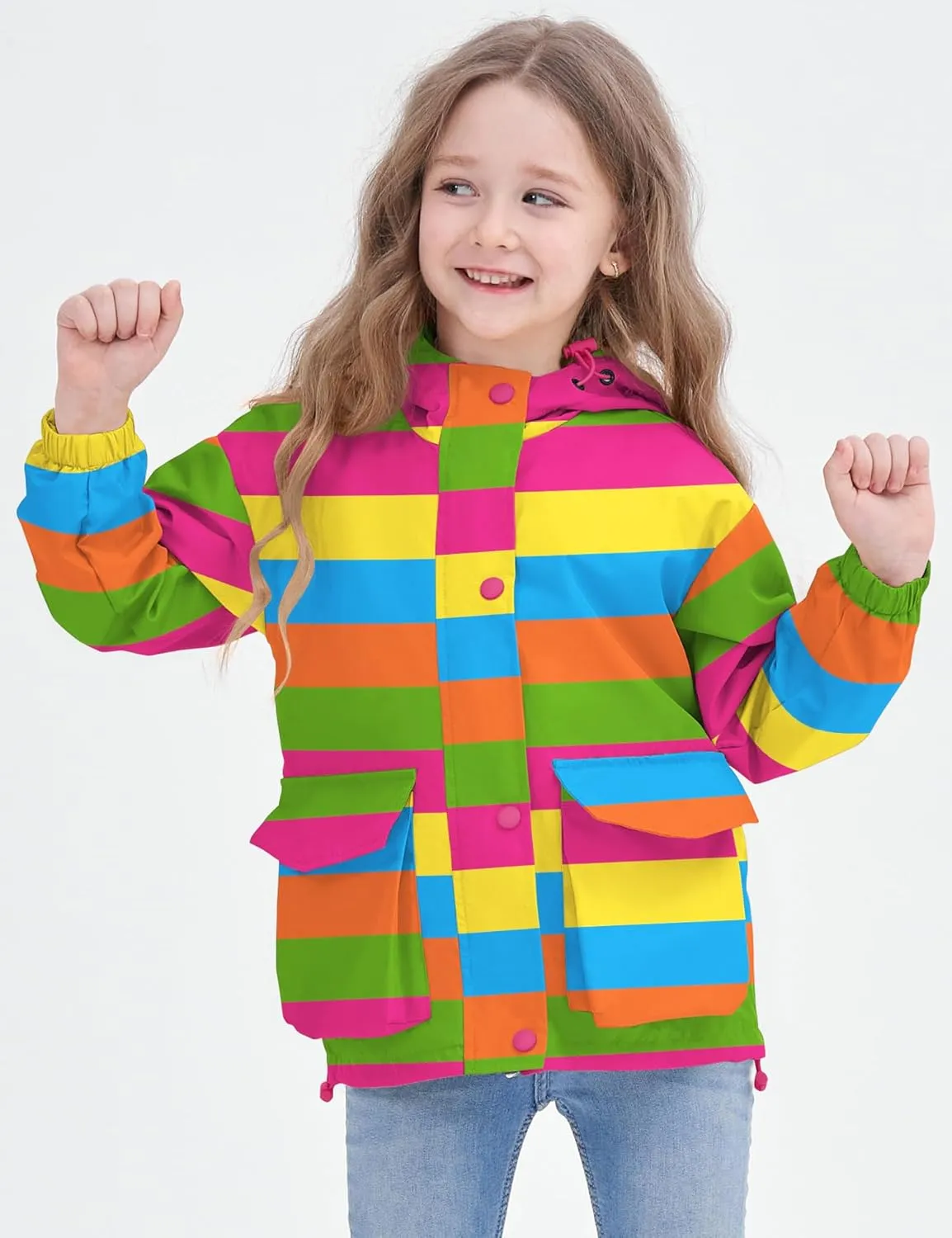 Avoogue Toddler Rain Jacket Windbreaker Lined Raincoat Waterproof Hooded Lightweight Rain Coats With Pockets 4-12Y