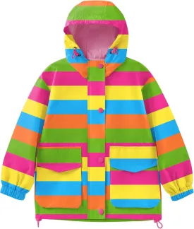 Avoogue Toddler Rain Jacket Windbreaker Lined Raincoat Waterproof Hooded Lightweight Rain Coats With Pockets 4-12Y