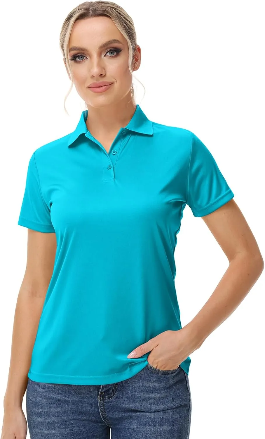 Corna Women's Golf Polo Shirts Collared Short Sleeve Tennis Tops Dry Fit Moisture Wicking Sun Protection T-Shirt UPF 50 