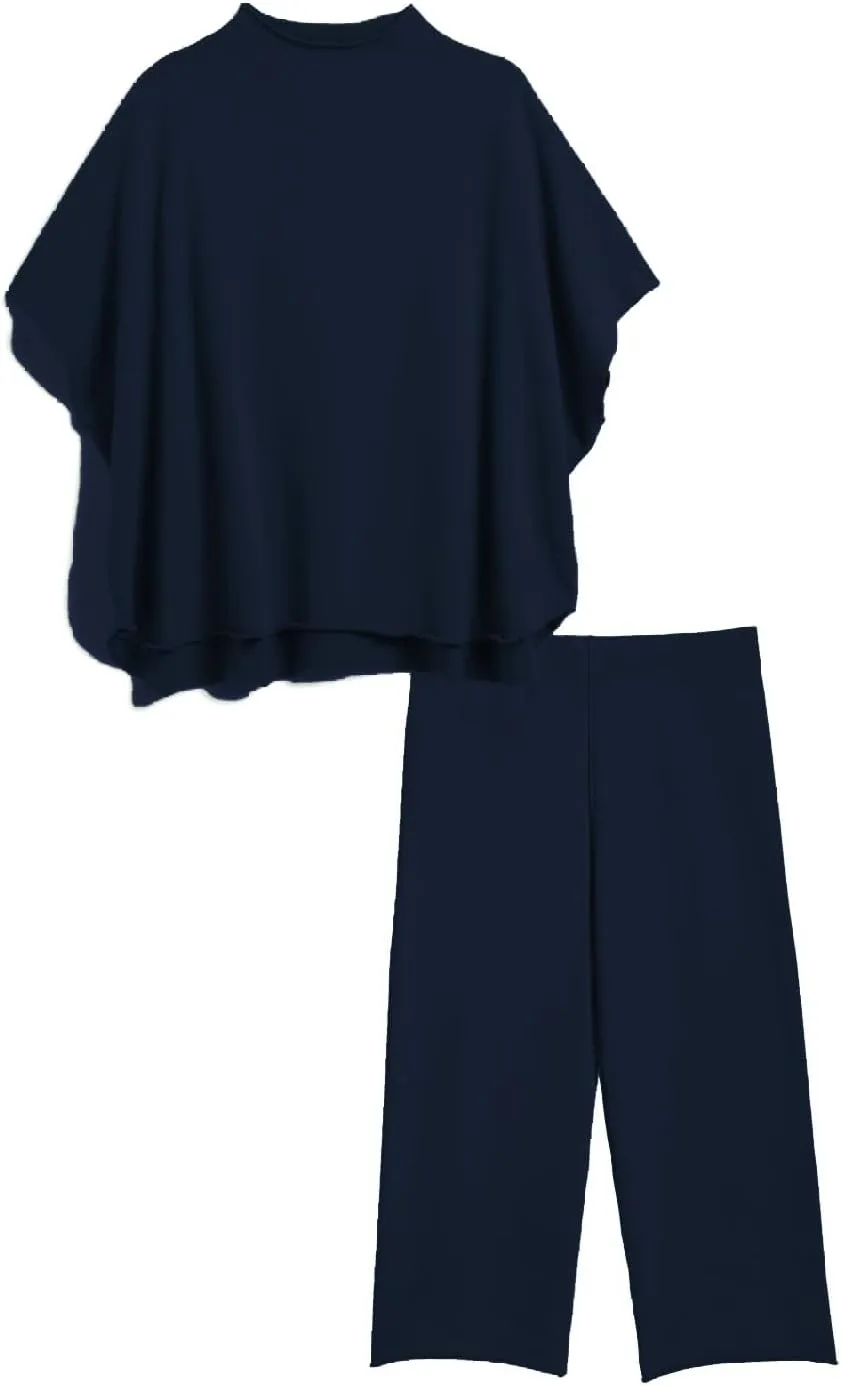 Feager Sweatsuit Sets Women 2 Piece Lounge Sets Short Sleeve Pullover Tops Wide Leg Pants