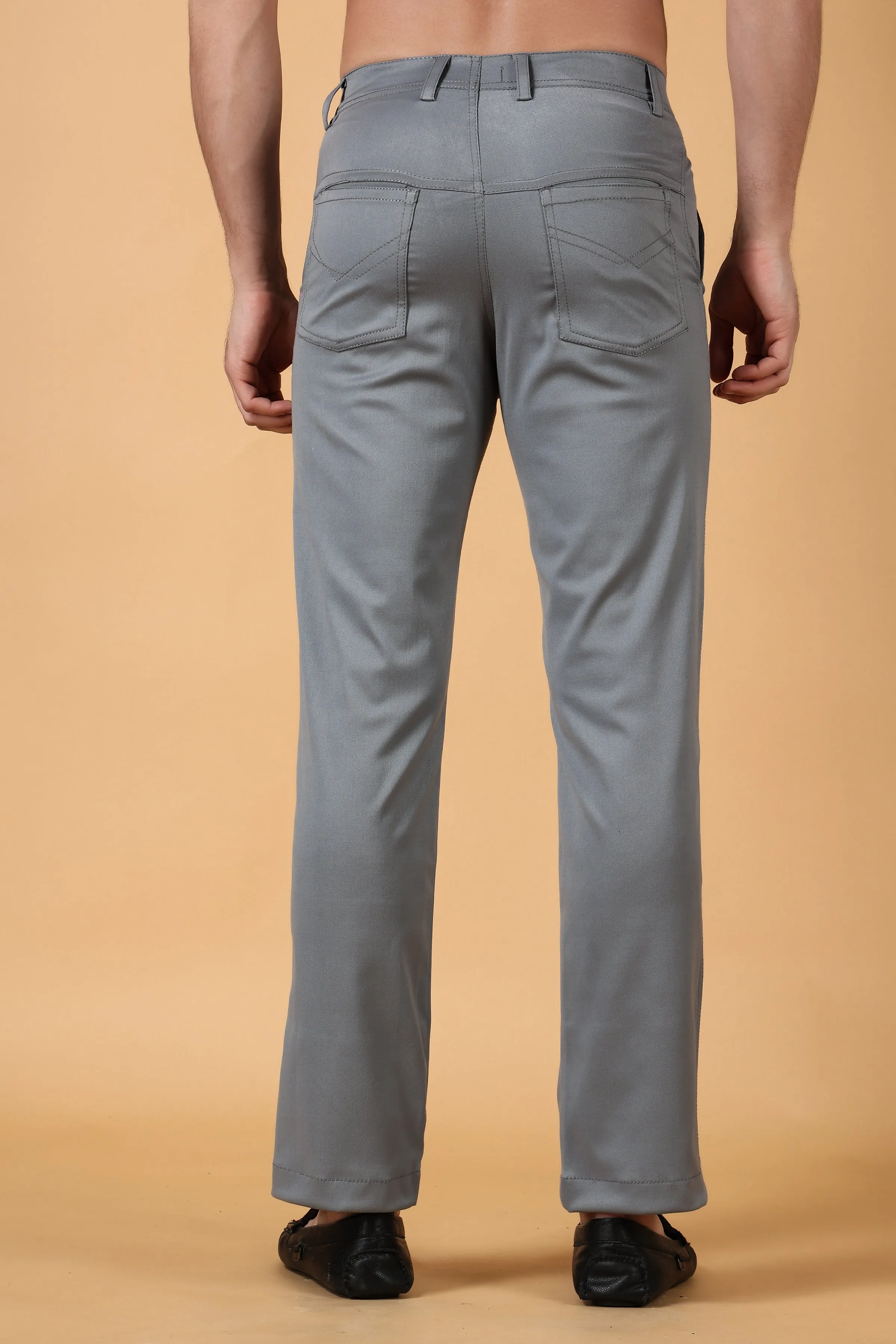Grey Cotton Lycra Chinos