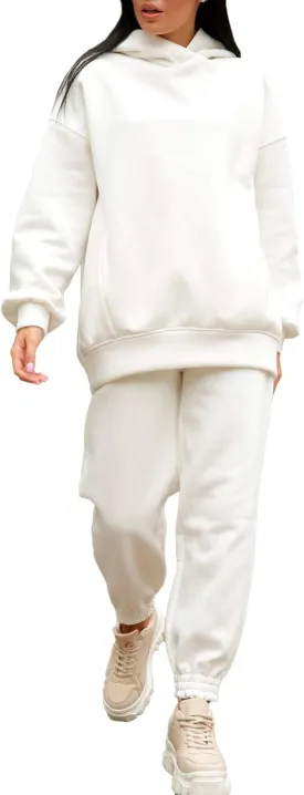 Linsery Women Hoodies Sweatsuit Long Sleeve Hooded Matching Joggers Sweatpants 2 Piece Tracksuit Sets