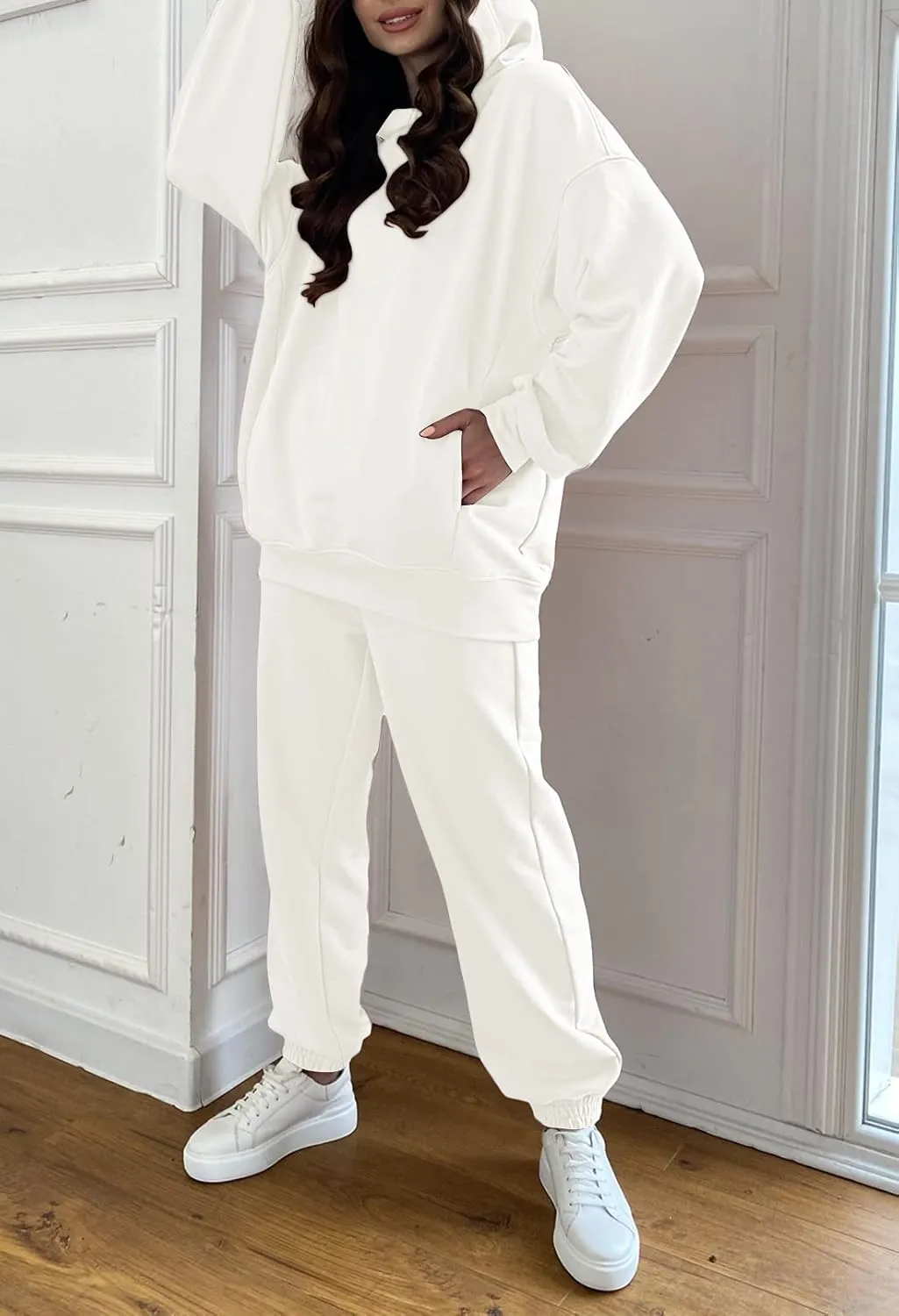 Linsery Women Hoodies Sweatsuit Long Sleeve Hooded Matching Joggers Sweatpants 2 Piece Tracksuit Sets