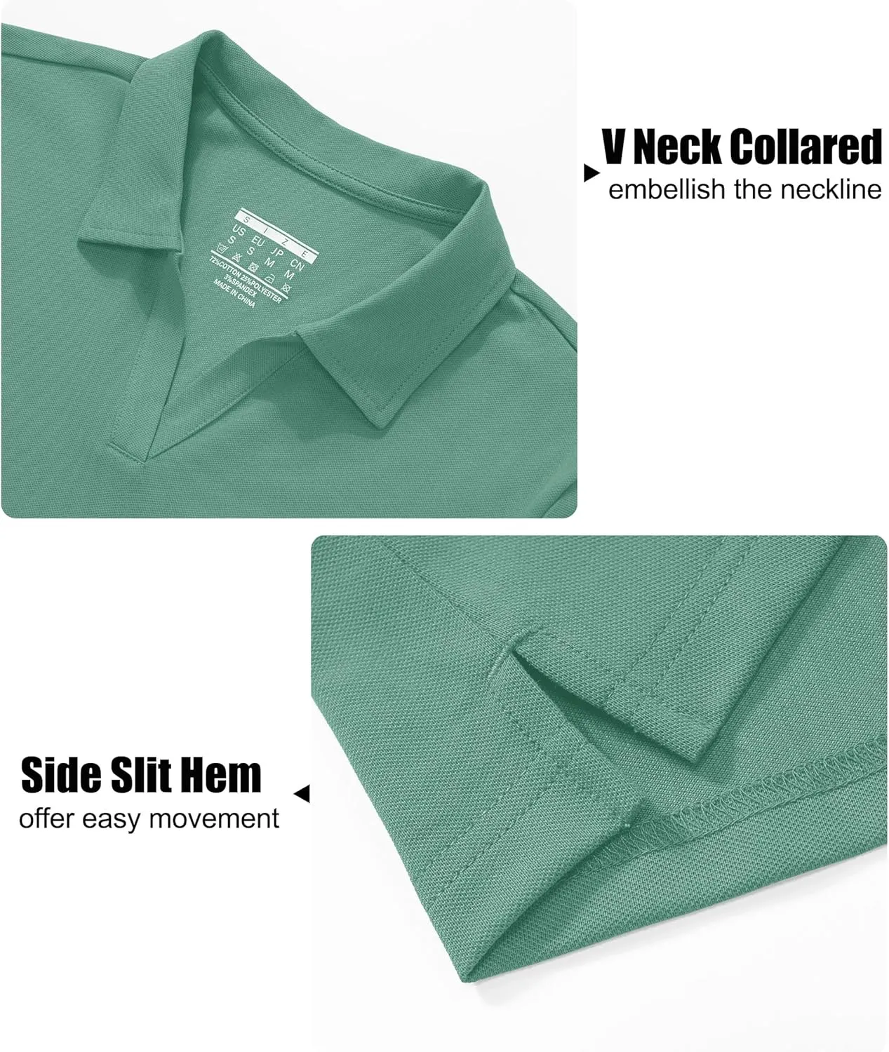 MAGCOMSEN Women's Polo Shirts Cotton Short Sleeve V-Neck Collared Tops Golf Shirt Work Casual Summer Tee