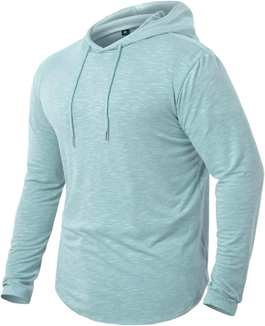 MANSDOUR Men's Athletic Hooded Shirts Long Sleeve Workout Sport Hoodie Casual Running T Shirt Quick Dry Pullover Top