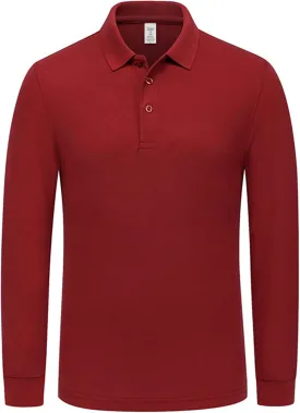 Miqieer Men's Long Sleeve Polo Shirts Regular-Fit Cotton Golf Polo Shirts