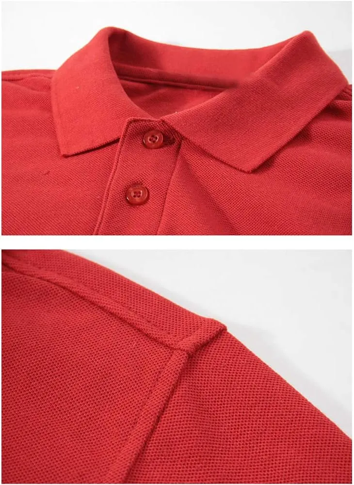 Miqieer Men's Long Sleeve Polo Shirts Regular-Fit Cotton Golf Polo Shirts