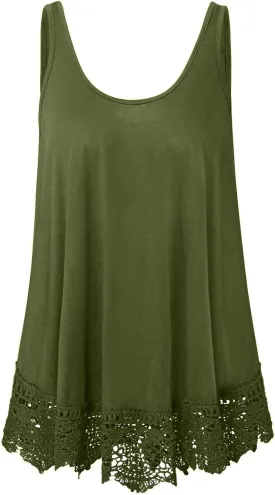 Plus Size Swing Lace Flowy Tank Top for Women