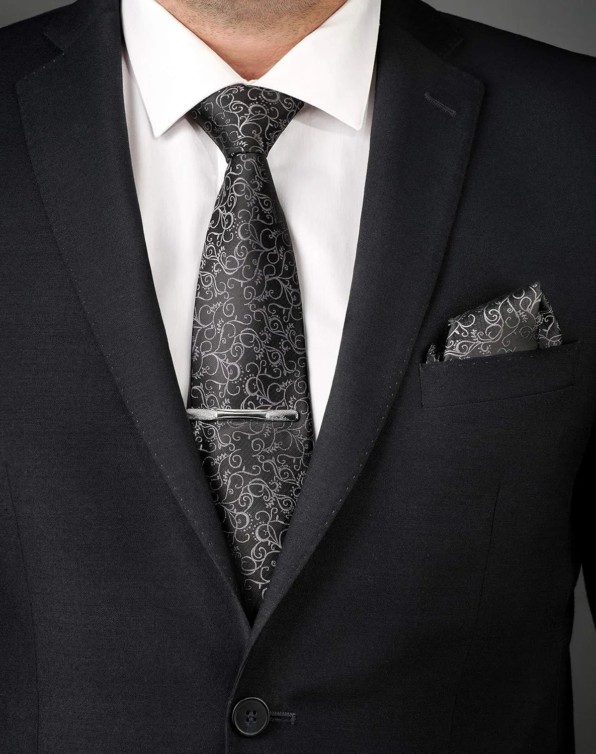 Premium Mens Gift Tie Set Silky Necktie Pocket Squares Tie Clips Cufflinks For Men