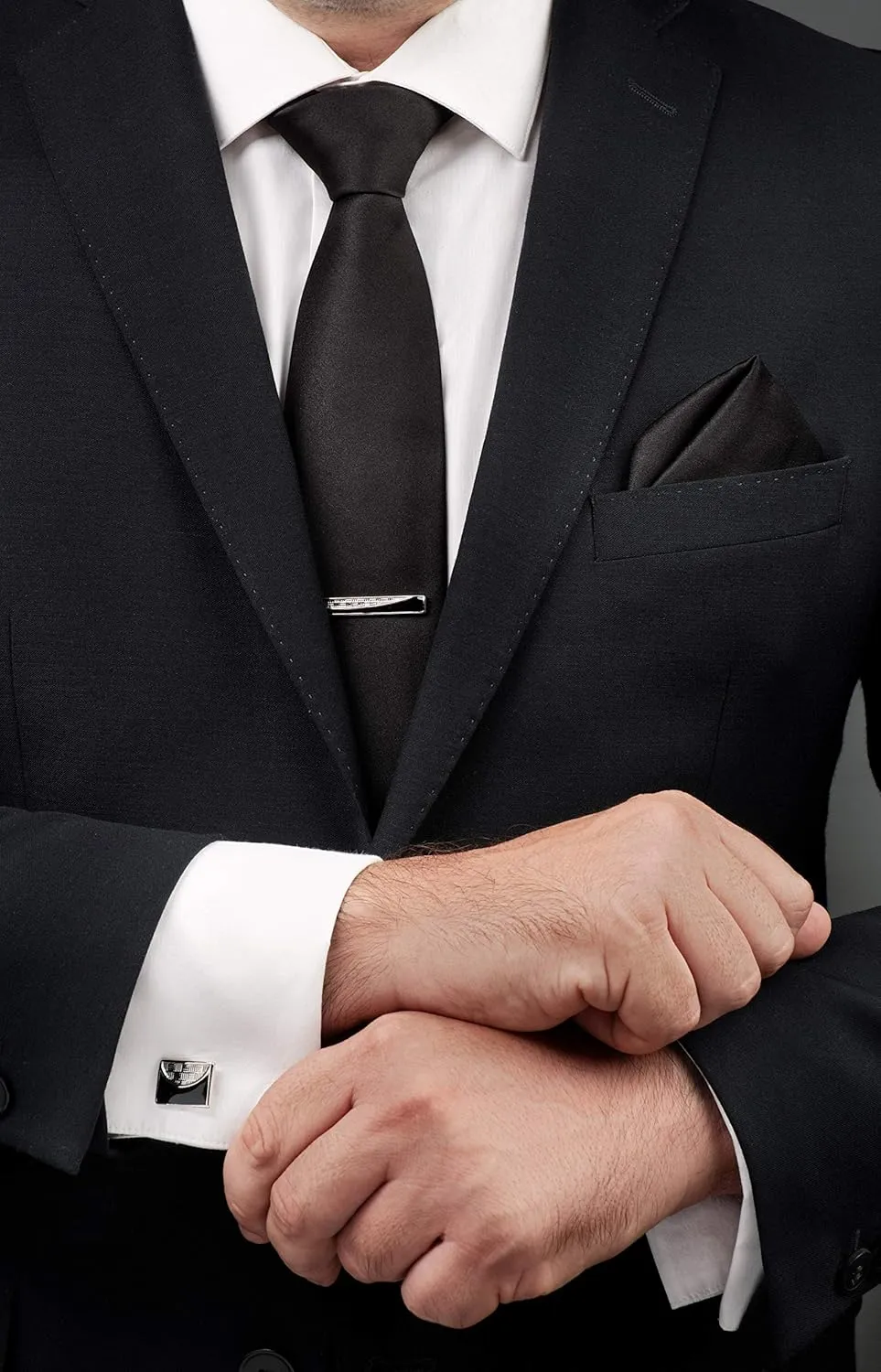 Premium Mens Gift Tie Set Silky Necktie Pocket Squares Tie Clips Cufflinks For Men