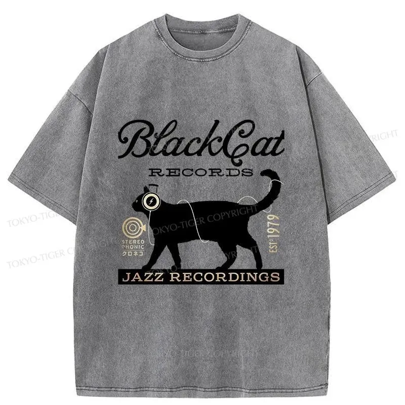 Tokyo-Tiger Black Cat Japan Washed T-Shirt