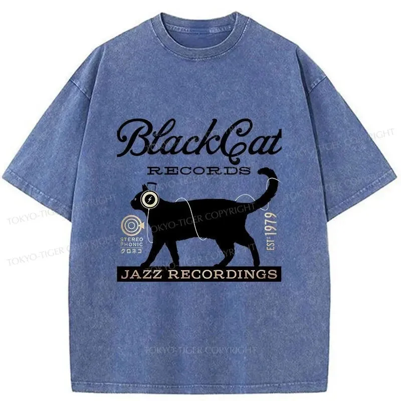 Tokyo-Tiger Black Cat Japan Washed T-Shirt