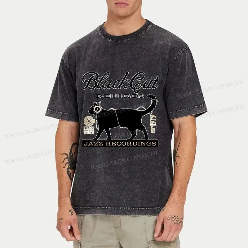 Tokyo-Tiger Black Cat Japan Washed T-Shirt