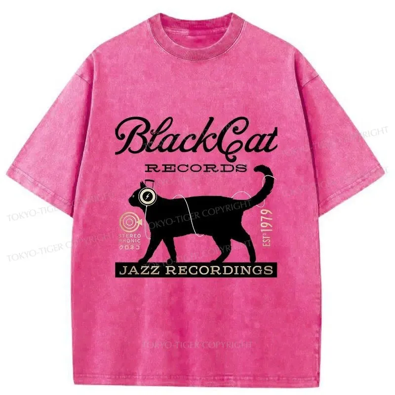 Tokyo-Tiger Black Cat Japan Washed T-Shirt