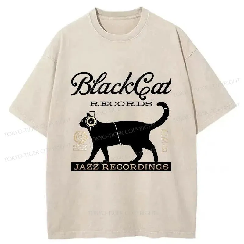 Tokyo-Tiger Black Cat Japan Washed T-Shirt