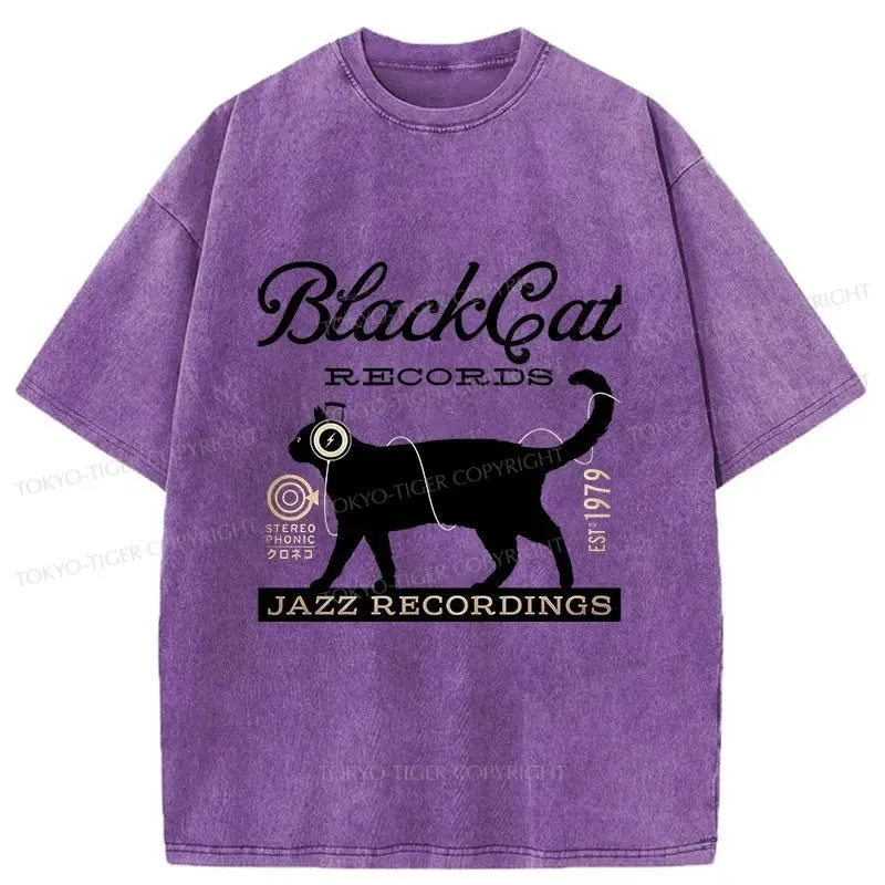 Tokyo-Tiger Black Cat Japan Washed T-Shirt