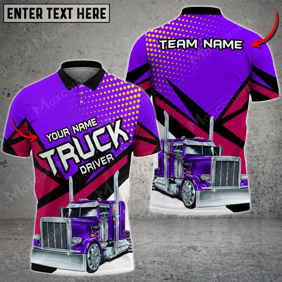 Truck Mix Multicolor Option Personalized Name Team 3D Polo Shirt For Truck Driver