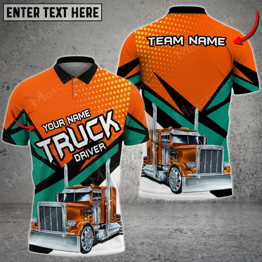 Truck Mix Multicolor Option Personalized Name Team 3D Polo Shirt For Truck Driver