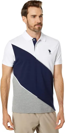 U.S. POLO ASSN. Slim Fit Color-Block Pique Knit Shirt