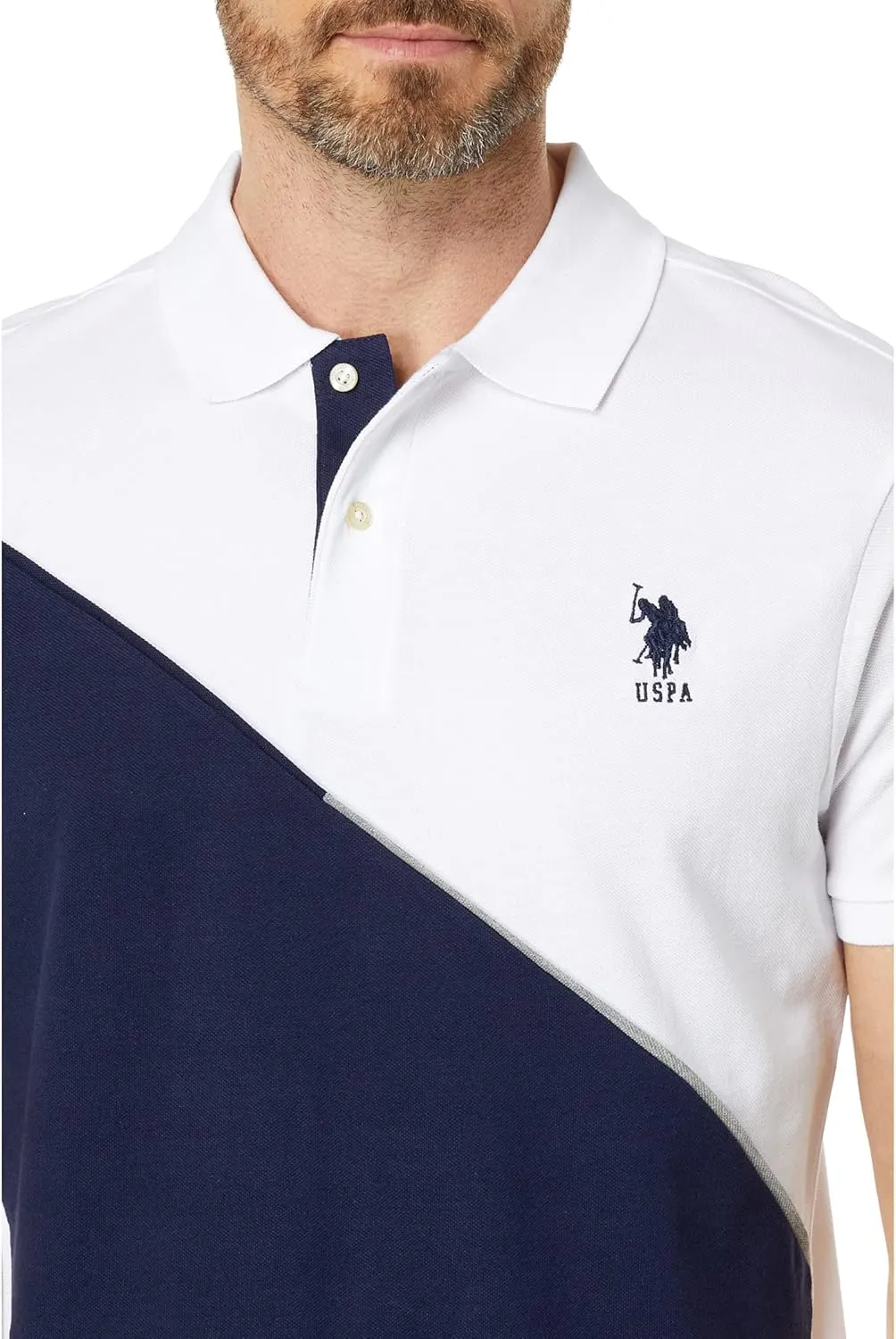 U.S. POLO ASSN. Slim Fit Color-Block Pique Knit Shirt